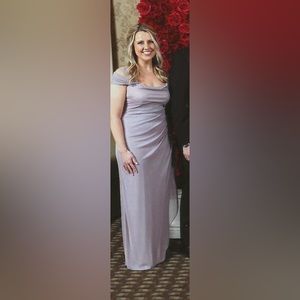 Alex Evening Gown. Size 6. Lavender with shimmery glitter detail.